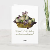 ヴィンテージのイースターばら色のボンネットの女の子 シーズンカード (裏面)