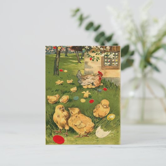 ヴィンテージのイースターひよこの郵便はがき シーズンポストカード (スタンド正面)