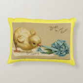 ヴィンテージのイースターひよこ アクセントクッション (裏面)