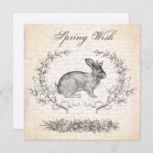 ヴィンテージのイースターウサギの招待 招待状 (正面/裏面)
