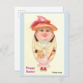 ヴィンテージのイースターエッグの女性はとてもかわいいです: 郵便はがき 案内ポストカード (正面/裏面)