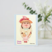 ヴィンテージのイースターエッグの女性はとてもかわいいです: 郵便はがき 案内ポストカード (スタンド正面)