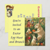 ヴィンテージのイースターエッグハント 招待状 (正面/裏面)