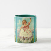 ヴィンテージのイースターガールが卵に座っている紫の花, ZSSG マグカップ (中央)