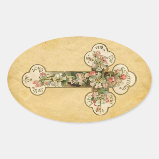 ヴィンテージのイースターステッカー 楕円形シール (正面)