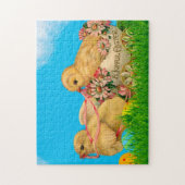 ヴィンテージのイースターチックスとブルースカイとイースターエッグ ジグソーパズル (縦)