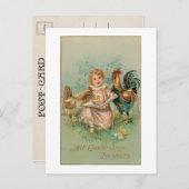 ヴィンテージのイースターチャイルドと納車場の動物 ポストカード (正面/裏面)