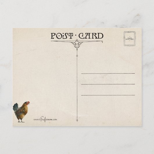 ヴィンテージのイースターチャイルドと納車場の動物 ポストカード (裏面)