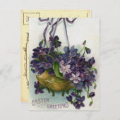ヴィンテージのイースターバイオレット シーズンポストカード (正面/裏面)
