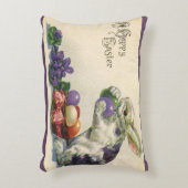 ヴィンテージのイースターバニーとバスケットのイースターエッグ アクセントクッション (正面(垂直))