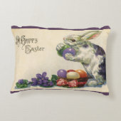 ヴィンテージのイースターバニーとバスケットのイースターエッグ アクセントクッション (裏面)