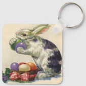 ヴィンテージのイースターバニーとバスケットのイースターエッグ キーホルダー (裏面)