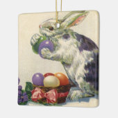 ヴィンテージのイースターバニーとバスケットのイースターエッグ セラミックオーナメント (左)