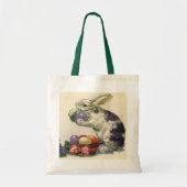 ヴィンテージのイースターバニーとバスケットのイースターエッグ トートバッグ (正面)