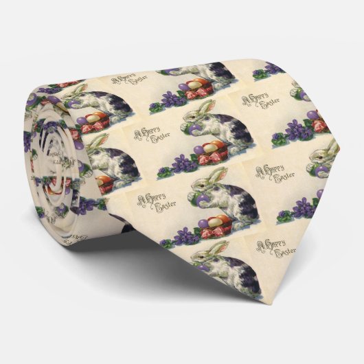 ヴィンテージのイースターバニーとバスケットのイースターエッグ ネクタイ (ロール)