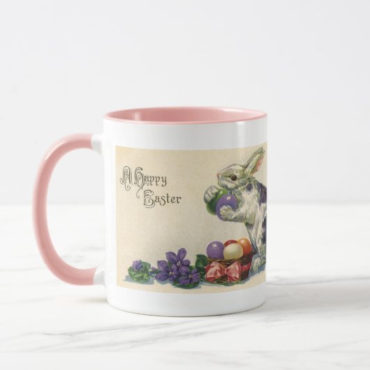 ヴィンテージのイースターバニーとバスケットのイースターエッグ マグカップ (左)