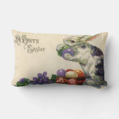 ヴィンテージのイースターバニーとバスケットのイースターエッグ ランバークッション (裏面)