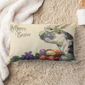 ヴィンテージのイースターバニーとバスケットのイースターエッグ ランバークッション (ブランケット)