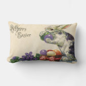 ヴィンテージのイースターバニーとバスケットのイースターエッグ ランバークッション (正面)