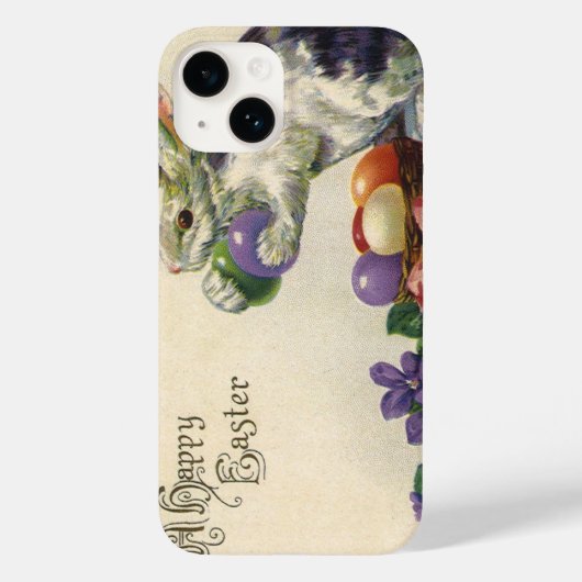 ヴィンテージのイースターバニーとバスケットのイースターエッグ Case-Mate iPhoneケース (裏面)