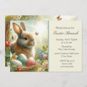 ヴィンテージのイースターバニー 招待状 (正面/裏面)