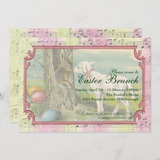 ヴィンテージのイースターパーティの招待状 招待状 (正面/裏面)