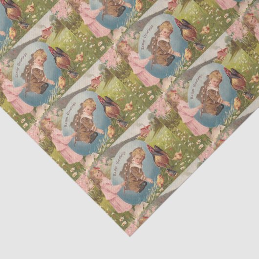 ヴィンテージのイースタービクトリアンな女の子及び男の子 薄葉紙 (詳細)