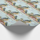 ヴィンテージのイースターブルーバードの名前のカスタムの紙 ラッピングペーパー (角)