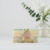 ヴィンテージのイースター休日の落書きの挨拶状 名刺 (スタンド正面)