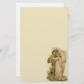 ヴィンテージのイースター天使の文房具 便箋 (正面/裏面)