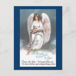 ヴィンテージのイースター天使の編む花の花輪 シーズンポストカード