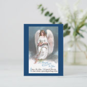 ヴィンテージのイースター天使の編む花の花輪 シーズンポストカード (スタンド正面)