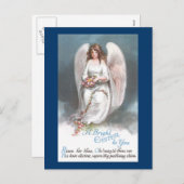 ヴィンテージのイースター天使の編む花の花輪 シーズンポストカード (正面/裏面)