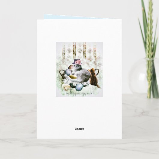 ヴィンテージのイースター子ネコの挨拶状 シーズンカード (裏面)