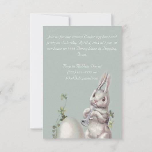 ヴィンテージのイースター愛らしいパーティの招待状-ウサギ 招待状 (裏面)