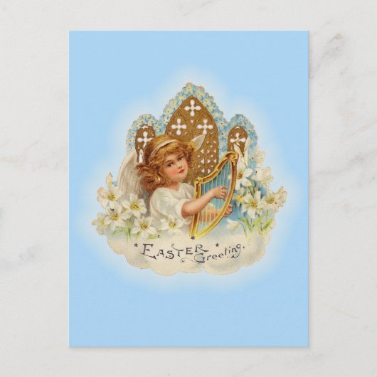 ヴィンテージのイースター挨拶の天使 シーズンポストカード (正面)