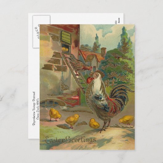 ヴィンテージのイースター挨拶 シーズンポストカード (正面/裏面)