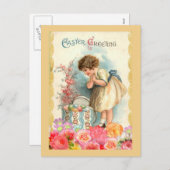 ヴィンテージのイースター挨拶 シーズンポストカード (正面/裏面)