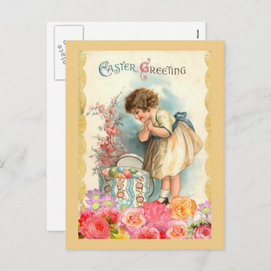 ヴィンテージのイースター挨拶 シーズンポストカード (正面/裏面)
