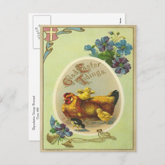 ヴィンテージのイースター知らせ シーズンポストカード (正面/裏面)
