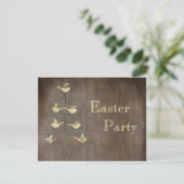 ヴィンテージのイースター素朴な木及び鳥のイースターパーティー 招待状 (スタンド正面)