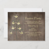 ヴィンテージのイースター素朴な木及び鳥のイースターパーティー 招待状 (裏面)