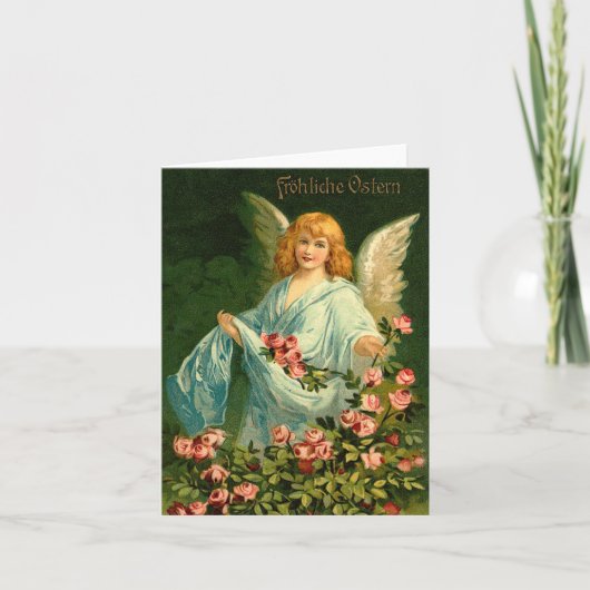 ヴィンテージのイースター美しいドイツの天使 シーズンカード (正面)