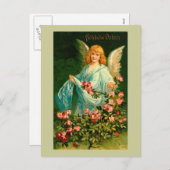 ヴィンテージのイースター美しいドイツの天使 シーズンポストカード (正面/裏面)