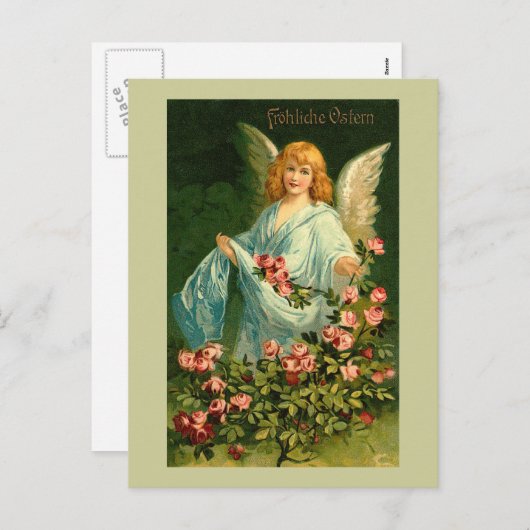 ヴィンテージのイースター美しいドイツの天使 シーズンポストカード (正面/裏面)