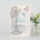 ヴィンテージのイースター花柄の文房具 便箋 (スタンド正面)