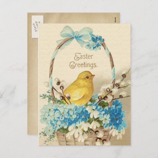 ヴィンテージのイースター郵便はがき シーズンポストカード (正面/裏面)