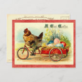 ヴィンテージのイースター雌鶏 シーズンポストカード (正面/裏面)