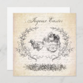 ヴィンテージのイースター鶏の招待 招待状 (正面/裏面)