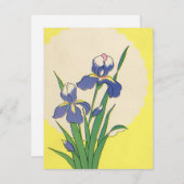 ヴィンテージのイースター、パープルガーデンアイリスフラワー シーズンカード (正面/裏面)